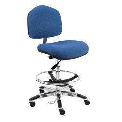 Fabric ESD Wide Chair With Adj.Footring and Aluminum Base, 20"-28" H  Single Lever Control